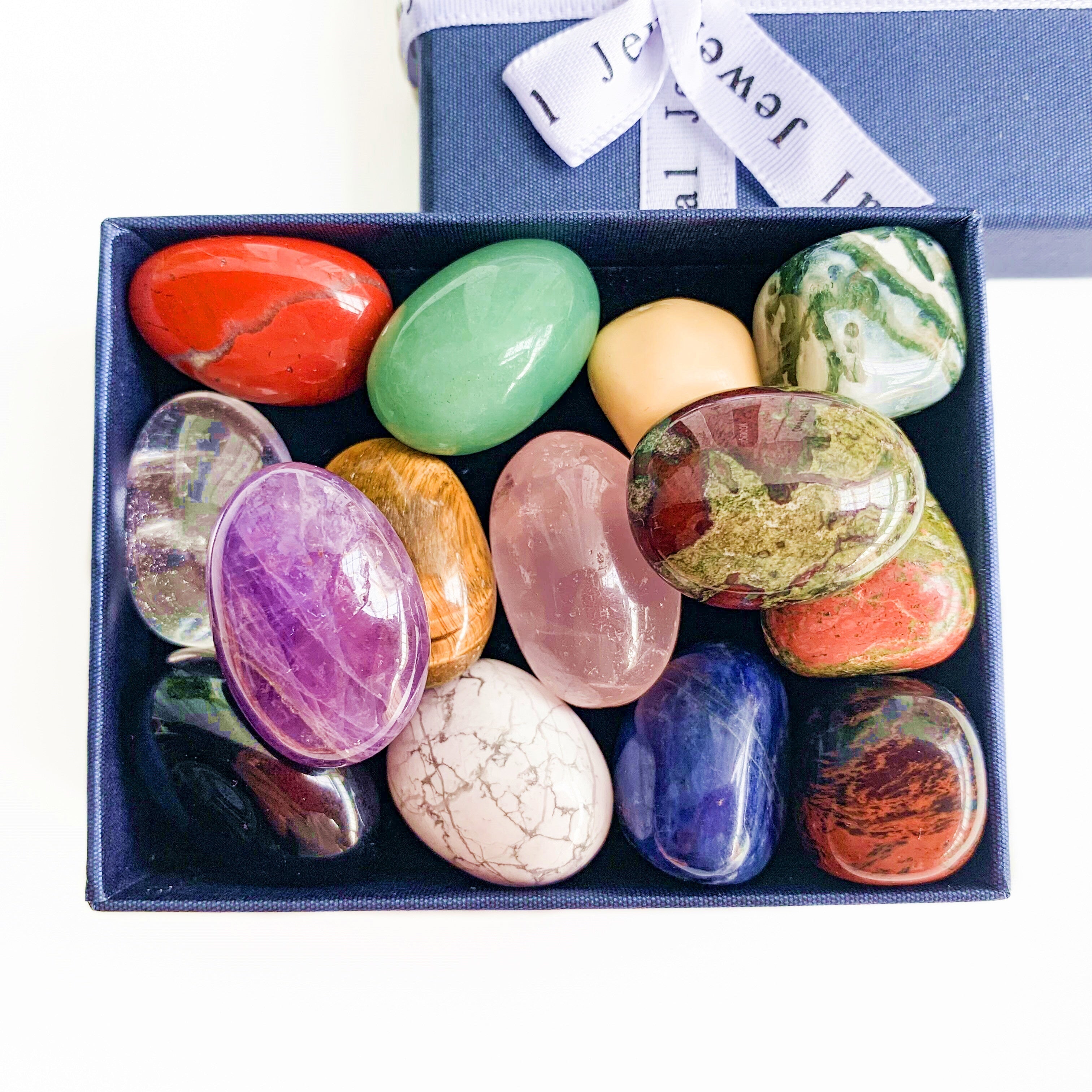 Chakra Stones Collection Box with 7 or 14 Pieces for Jewelry Making and Decor