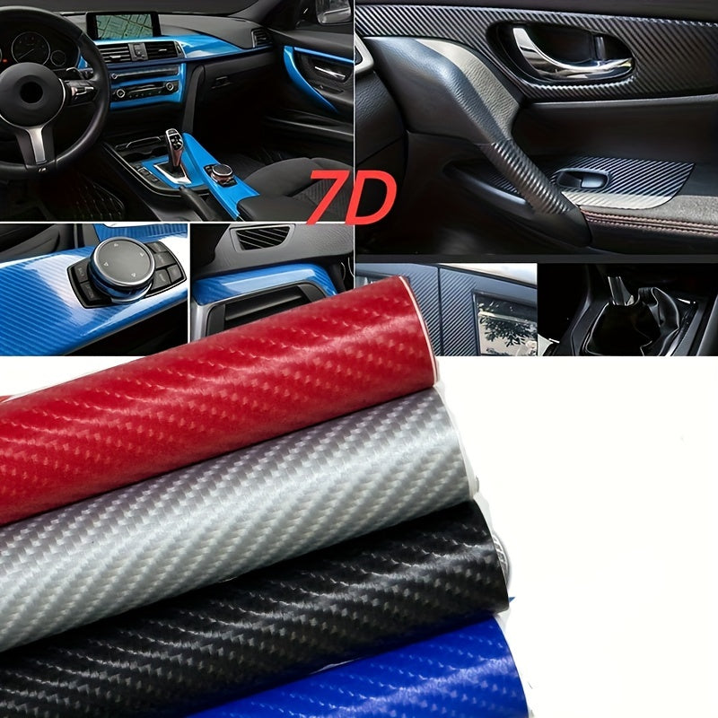 Car Interior Wrap Sticker Glossy Carbon Fiber Vinyl Film 10x152cm