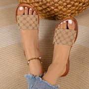 Women's Vintage Flat Sandals Lightweight Non-Slip Open-Toe Slip-On