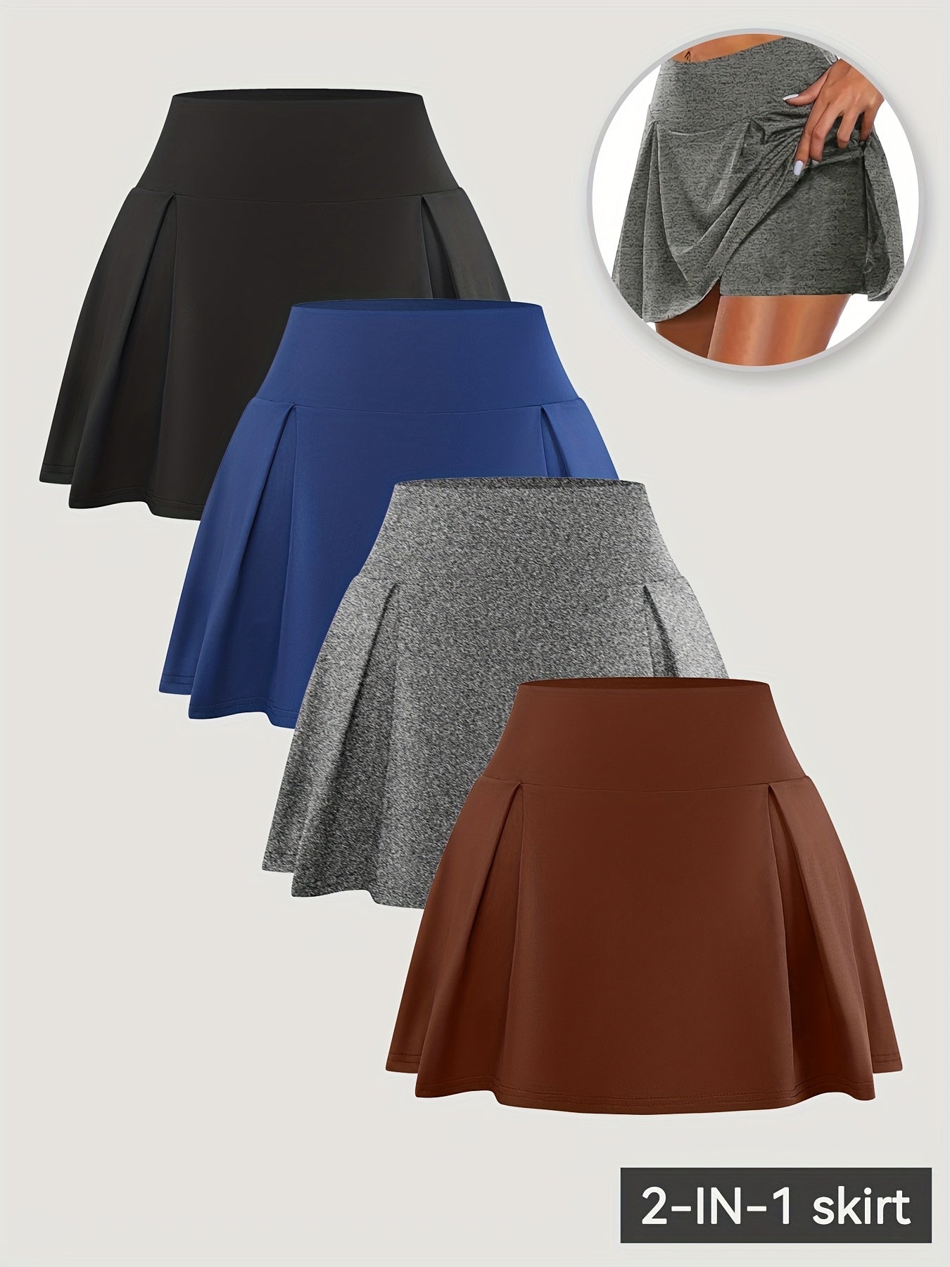 Plus Size Women's Athletic Skort Pants High Stretch Built-In Shorts Yoga Running