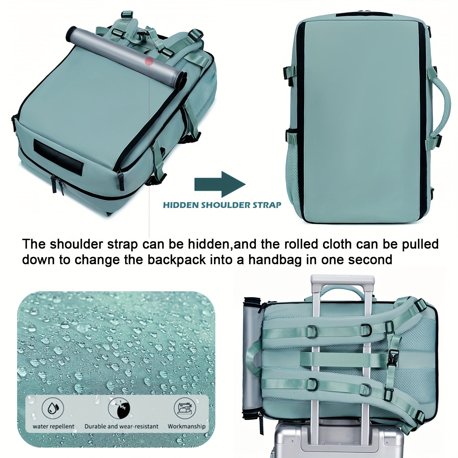 Mochila de hombro unisex de nylon con compartimento para zapatos y carga USB para viajes y desplazamientos