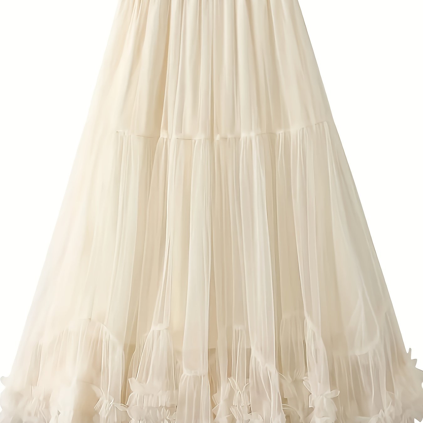 Women's High-Waisted Mesh Flared Skirt with Slimming Effect and Flowy Design