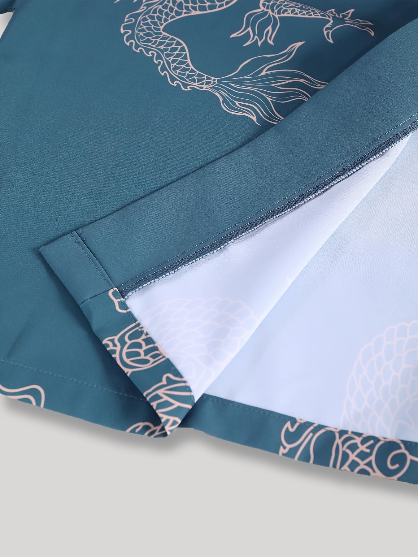 Men's Dragon Print Kimono Robe Set Casual Polyester Loungewear with Matching Pants for Spring Autumn