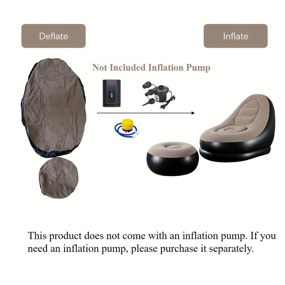 Set of 2 Inflatable Lazy Sofas with Foot Pedal, Colorful Box, Modern Outdoor Camping Furniture