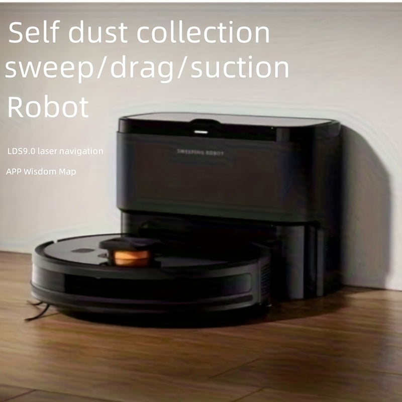Black Laser Navigation Robot Vacuum Cleaner with App Control Wi-Fi 2-Hour Runtime