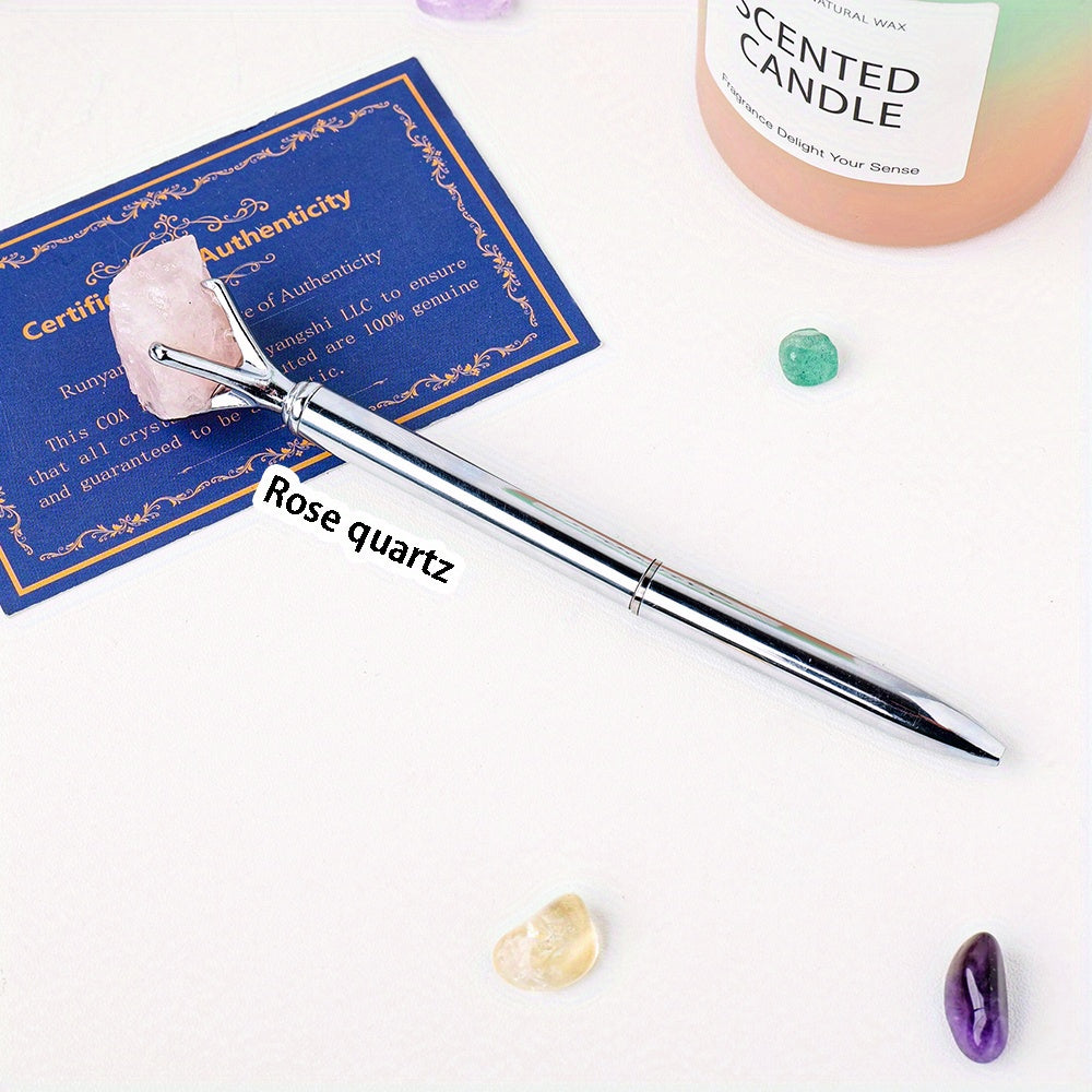 Large Natural Amethyst Crystal Raw Stone Pen Ballpoint for Stationery and Gifts