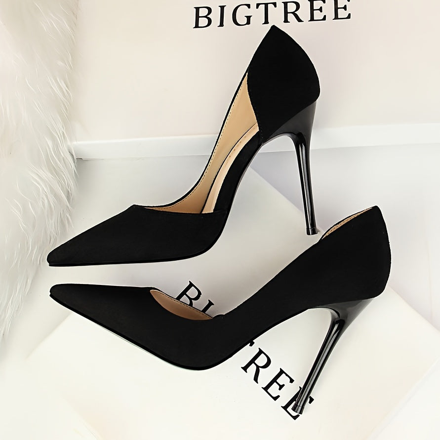 Women's Black Stiletto Heels Pointed Toe Ultra-High Thin Heel Dress Shoes