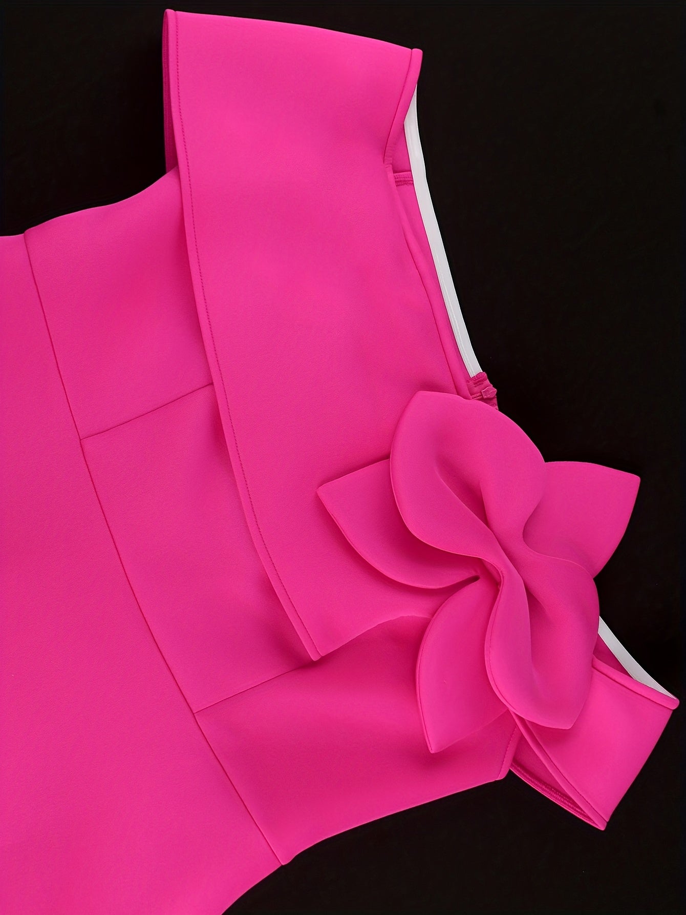 Plus Size Women's Off Shoulder Fuchsia Ruffle Mini Dress Sleeveless Flare