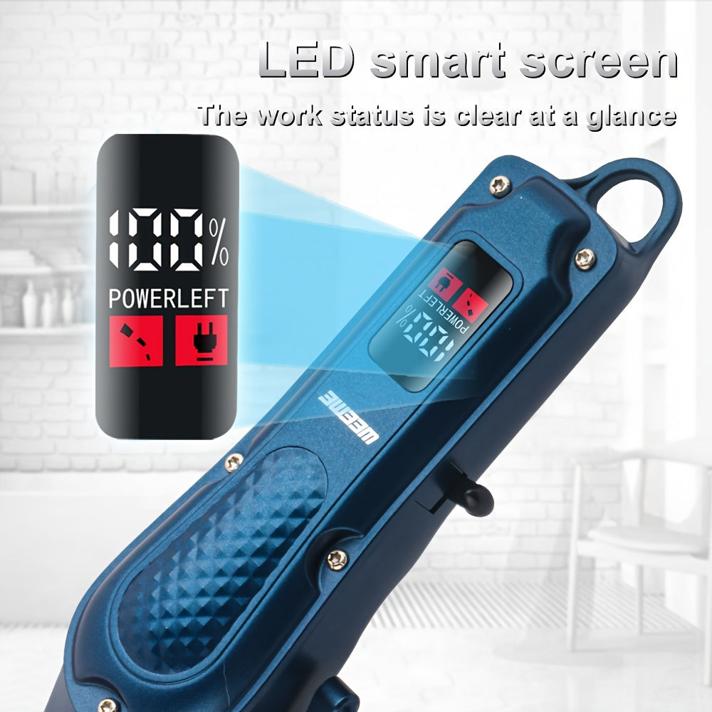 Professional Hair Clippers Set Blue Men's Hair Clipper T-Shaped Trimmer USB Rechargeable 36V Power 2700mAh Battery