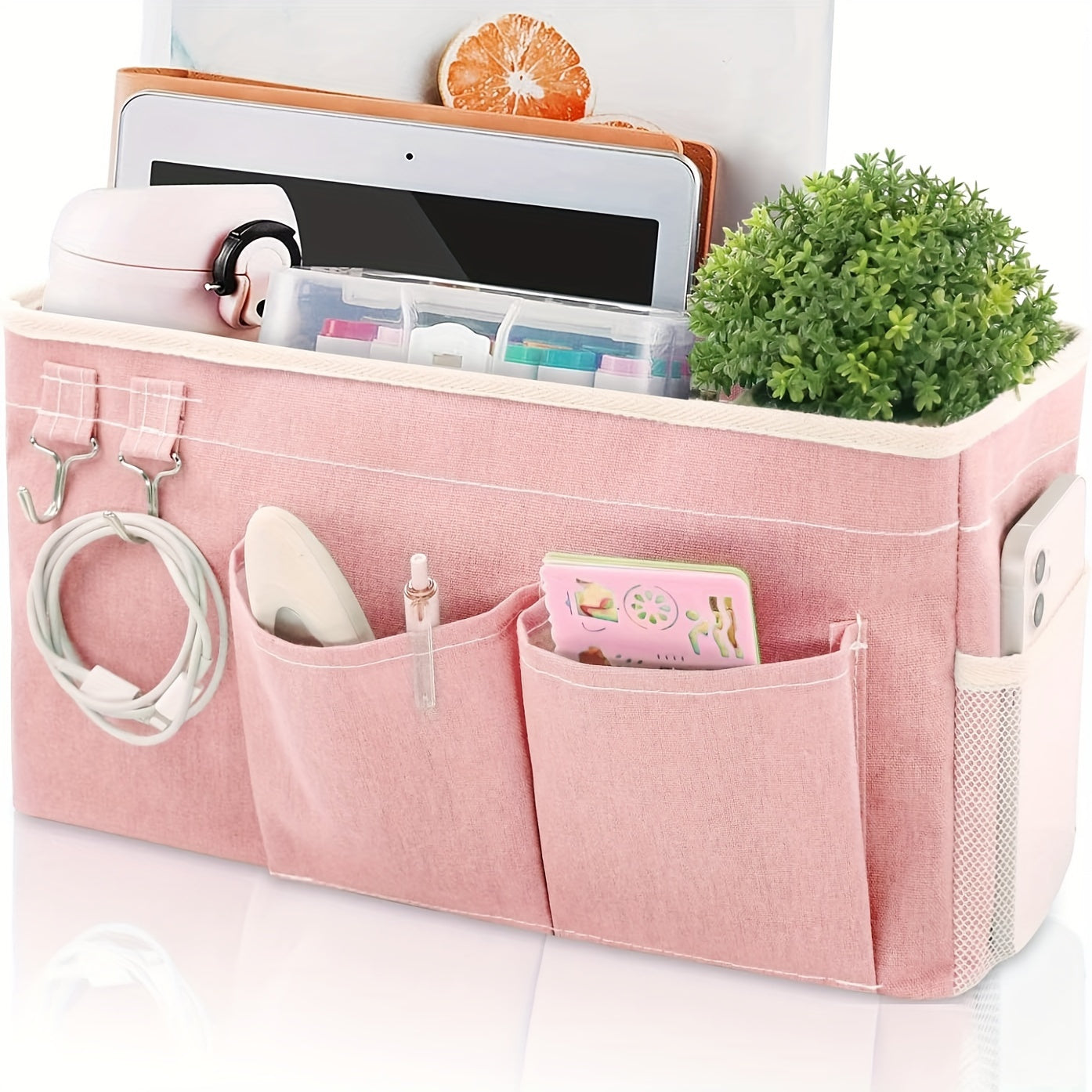 Organizador de almacenamiento para la mesita de noche del hospital con bolsillos y estantes colgantes