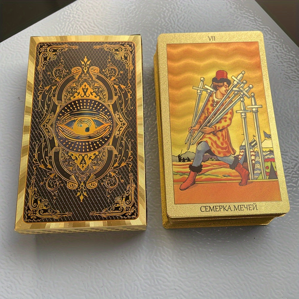 Russian Golden Tarot Deck 78 Cards with Russian Paper Guide Book for Divination