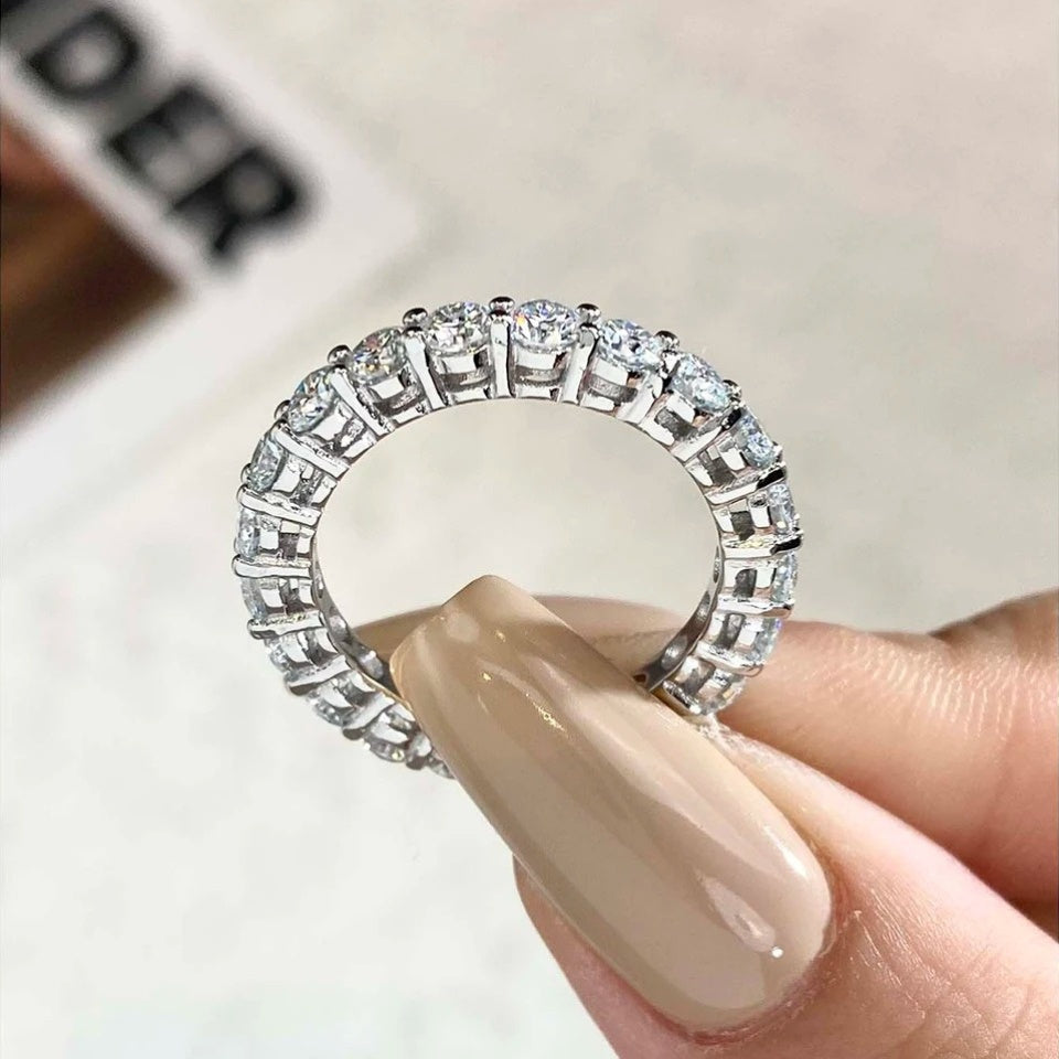 Women's Moissanite Wedding Band 3.2ct 925 Silver Vintage Stackable Ring