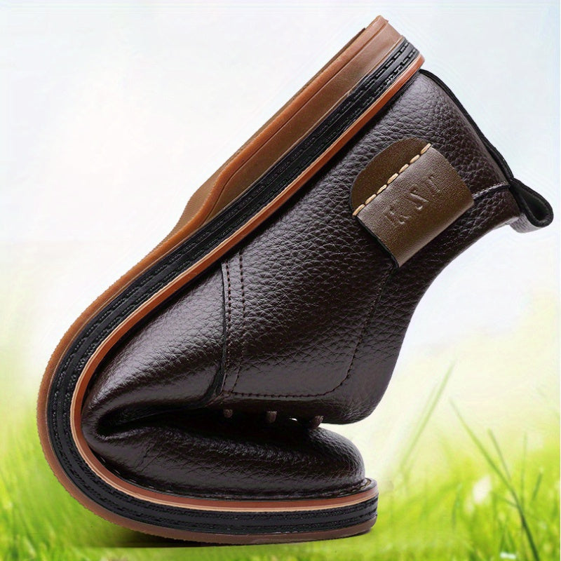 Мужские деловые повседневные туфли на низком ходу, шнуровка, искусственная кожа, резиновая подошва