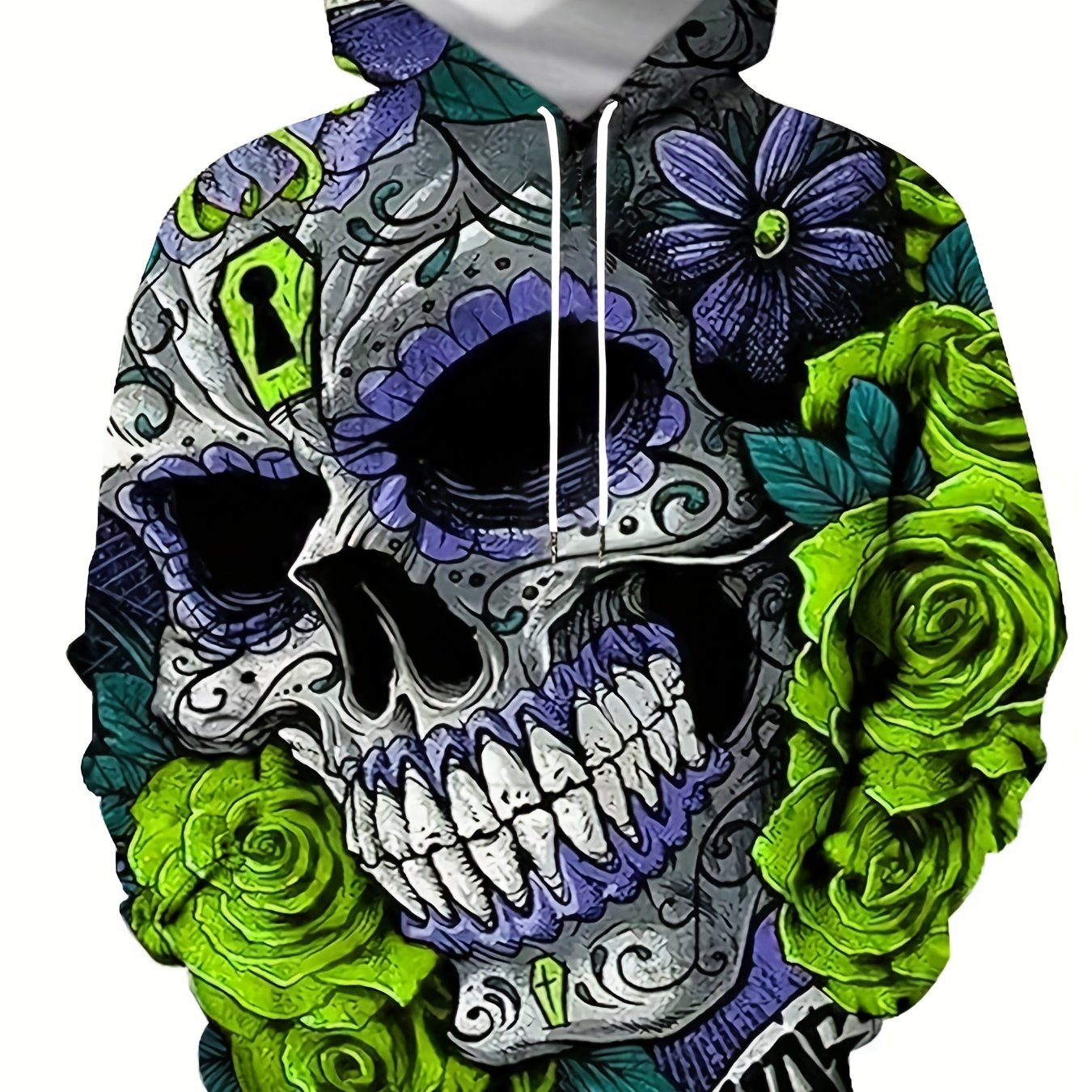 Men's Plus Size Hoodie with 3D Cartoon Cats Print Drawstring Casual Sweatshirt