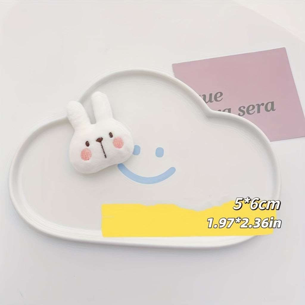 Set of 4 Cartoon Animal Brooch Pins for Women Fabric Rabbit and Bear Accessories for Clothing and Decor