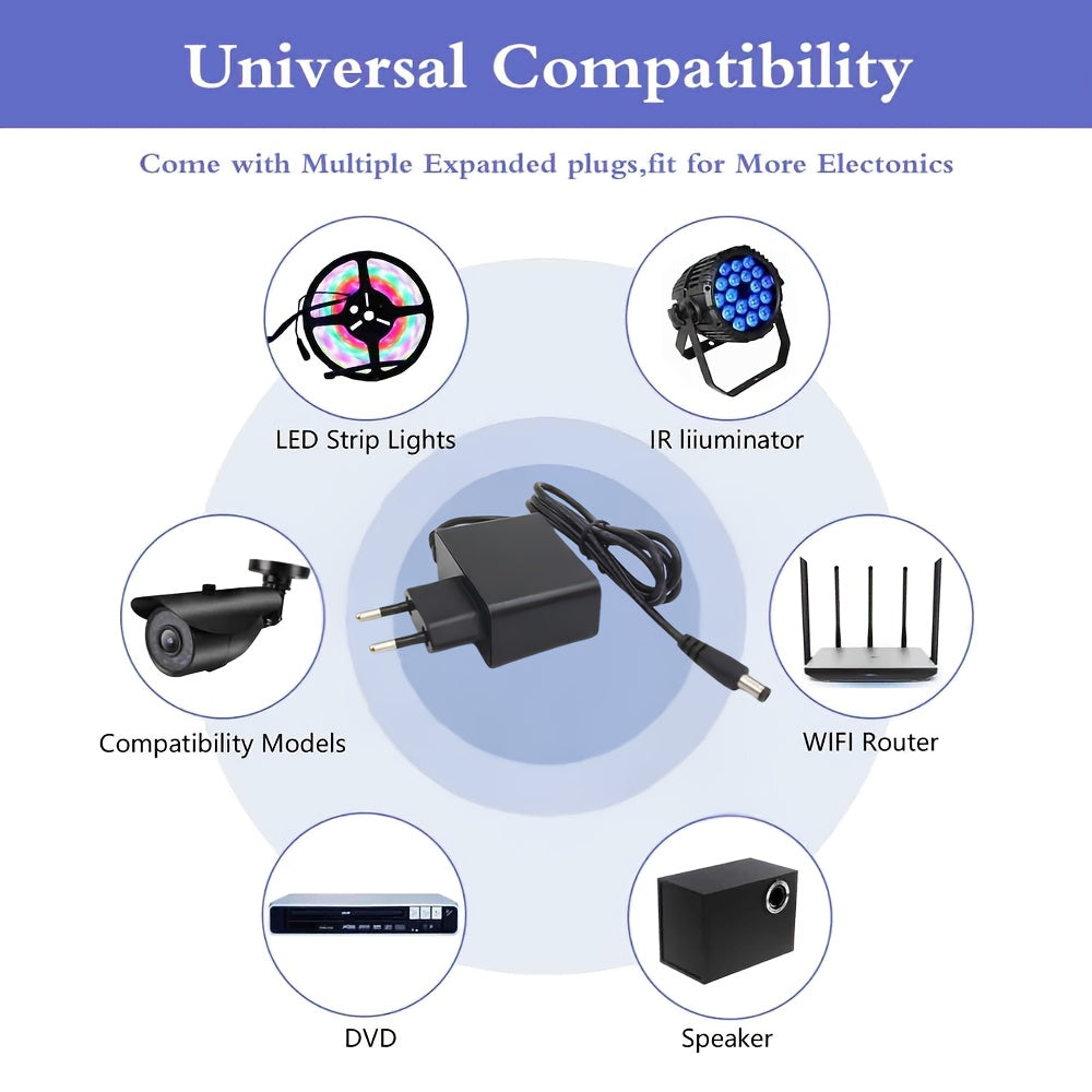 AC/DC Power Supply Adapter 100V-240V EU Plug 5V 9V 12V 24V 0.5A-3A for LED Lights CCTV Cameras DVR NVR