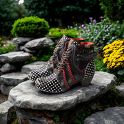 Женские ботинки с полукруглым принтом на щиколотке, средний каблук, пайетки, надписи, шнуровка