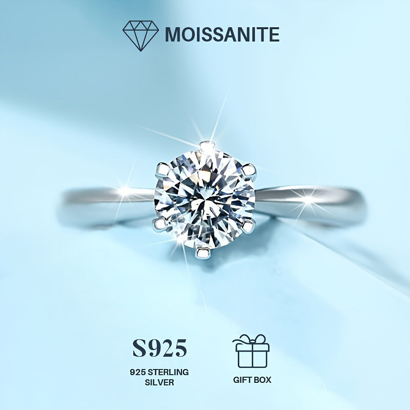 Sterling Silver Promise Ring with Moissanite 1/2/3/5/10 Carat Engagement Jewelry