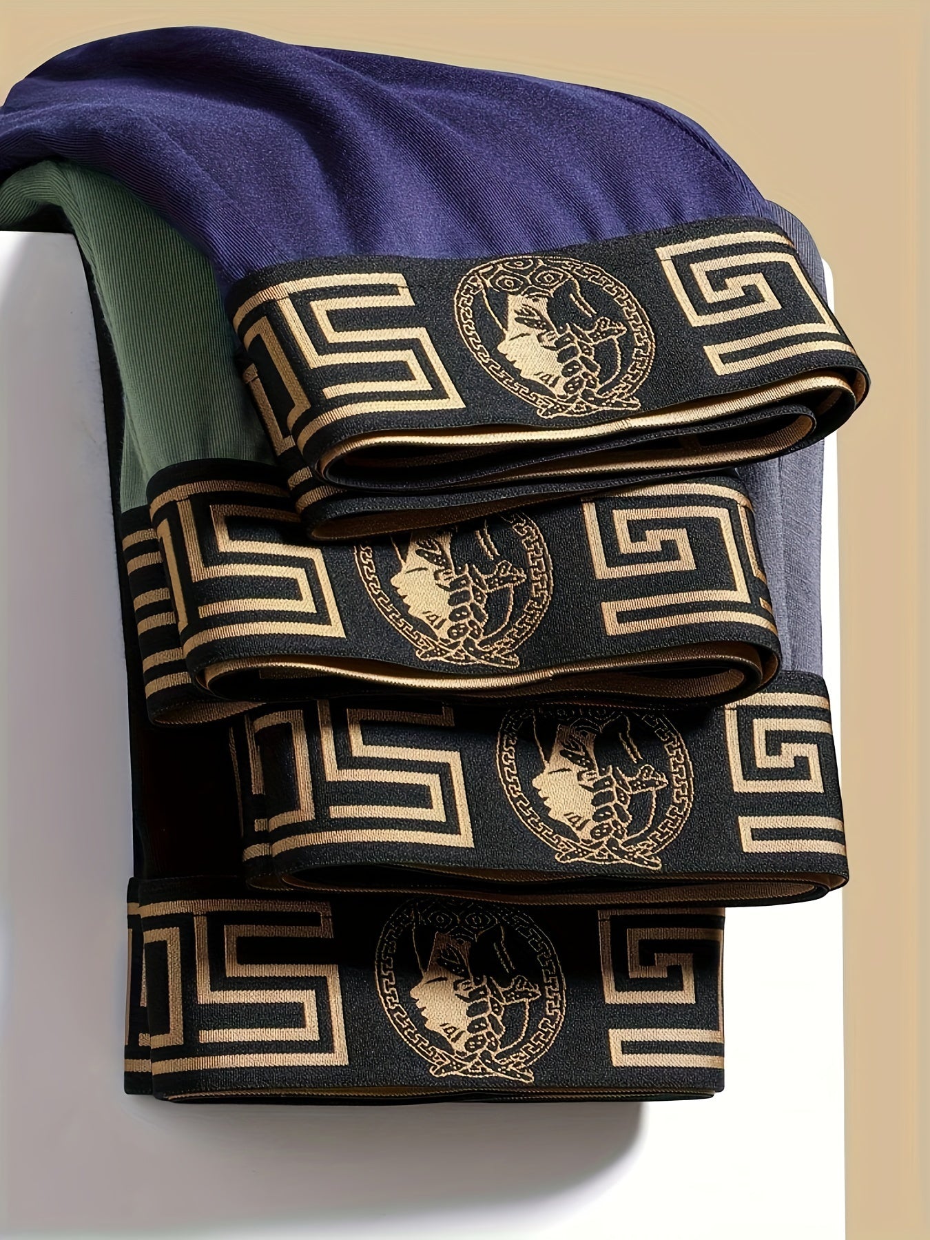 Men's Viscose Boxer Briefs 4-Pack Breathable Medium Stretch Portrait Pattern