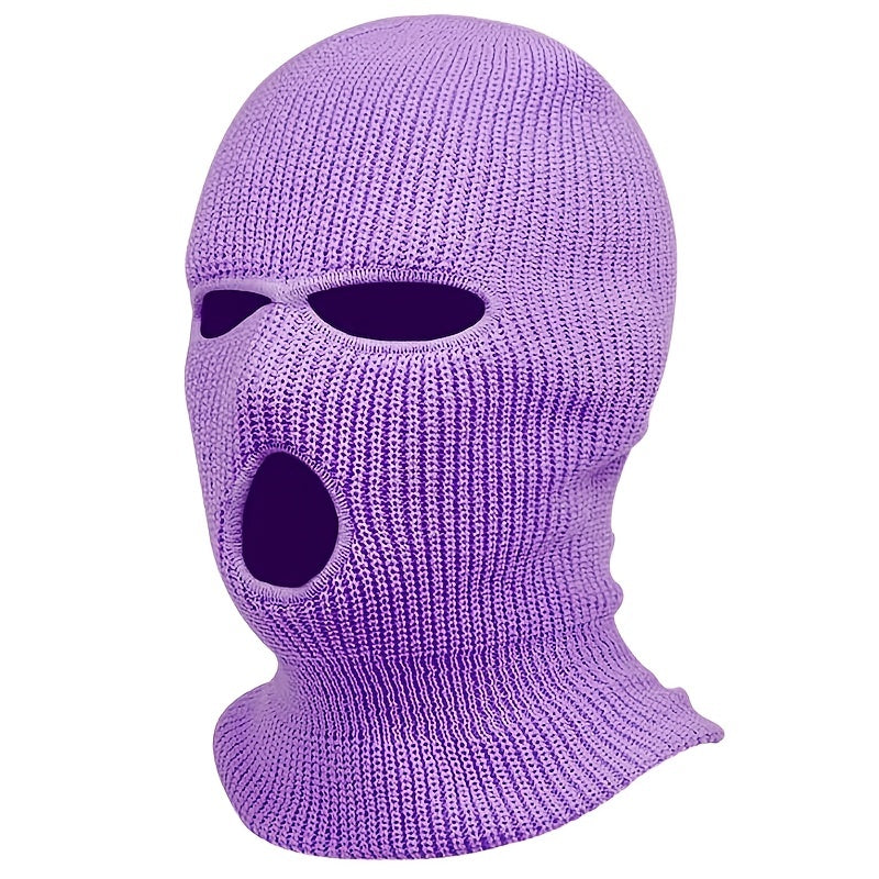 3-Hole Knitting Ski Mask Winter Face Cover for Cold Weather Riding