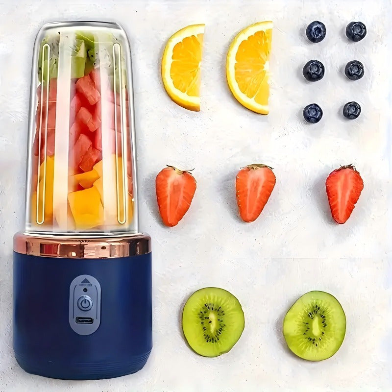Portable USB Blender 12.85oz Detachable Electric Juicer with Six Blades