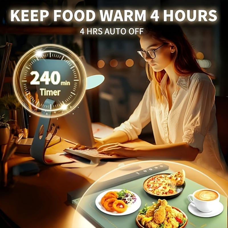 Vaqt bilan boshqariladigan, teginish bilan boshqariladigan silikon issiqlik saqlash matosi, Evropa standarti rozetkasi, DC rozetkasi, tashish sumkasi bilan. Qishki ovqatlanish uchun ideal.