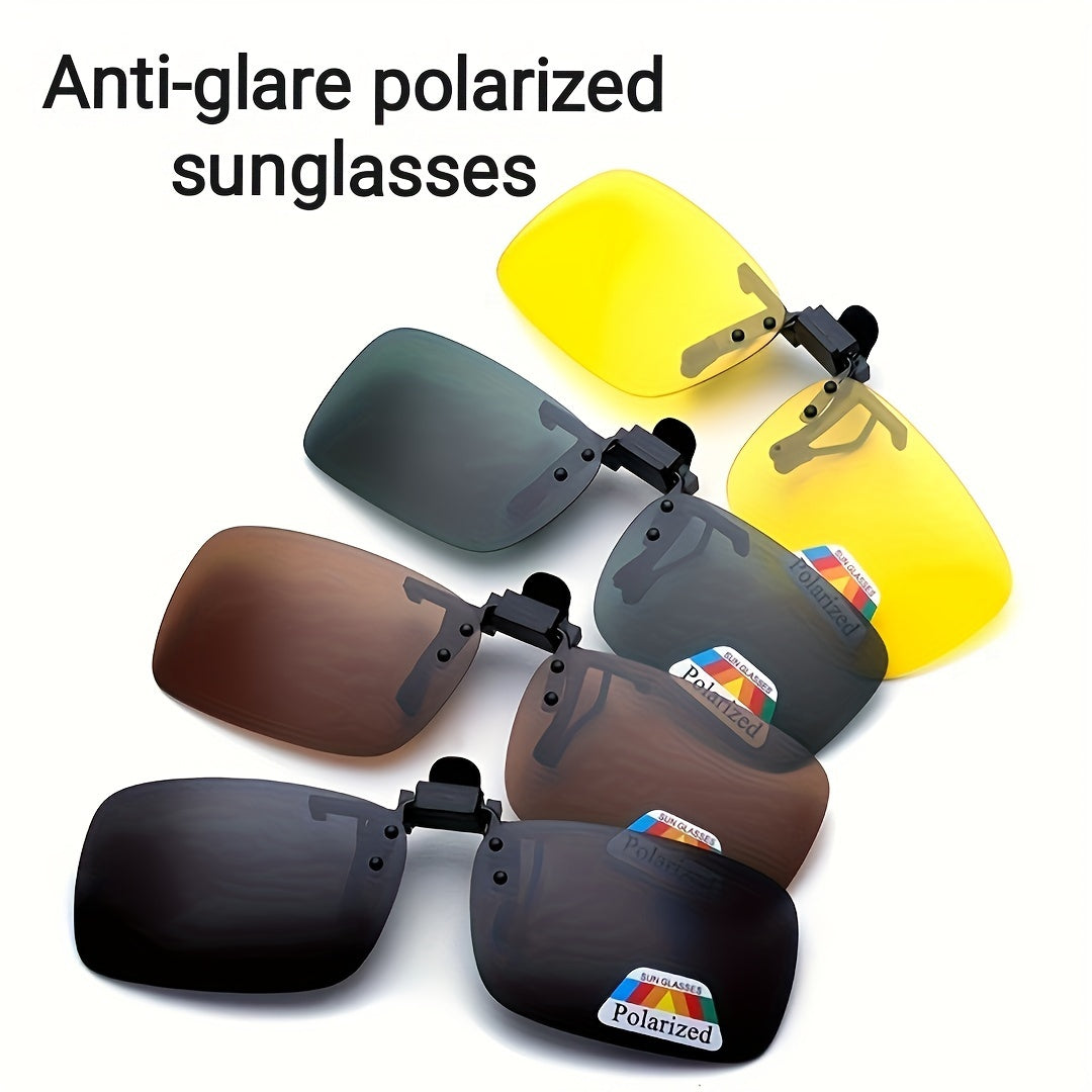 Set of 4 Polarized Rectangular Clip-On Sunglasses for Men Driving