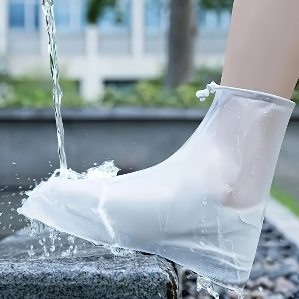 Unisex Silicone Rain Boot Covers Waterproof Non-Slip Plastic Shoe Protectors 2 Pack