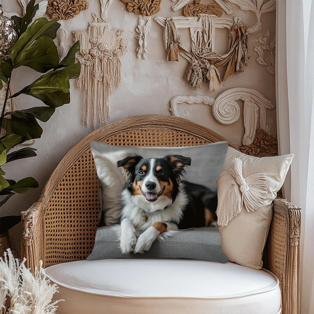 Australian Shepherd Throw Pillow Cover Square Cushion Case Removable Washable 45cm