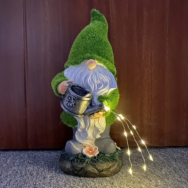 Resin Garden Gnome with LED Lights Solar Powered Outdoor Yard Decor