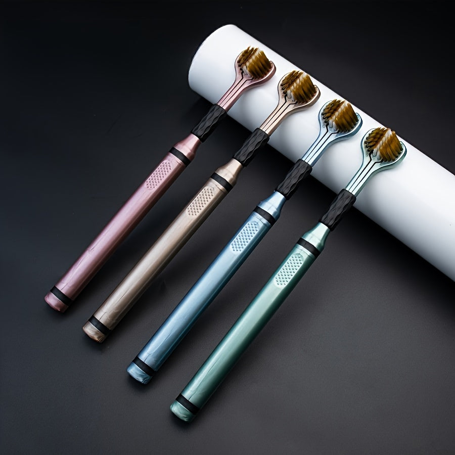 Set of 4 Ultra-Soft 3-Sided Toothbrushes for Deep Cleaning and Gentle Oral Care