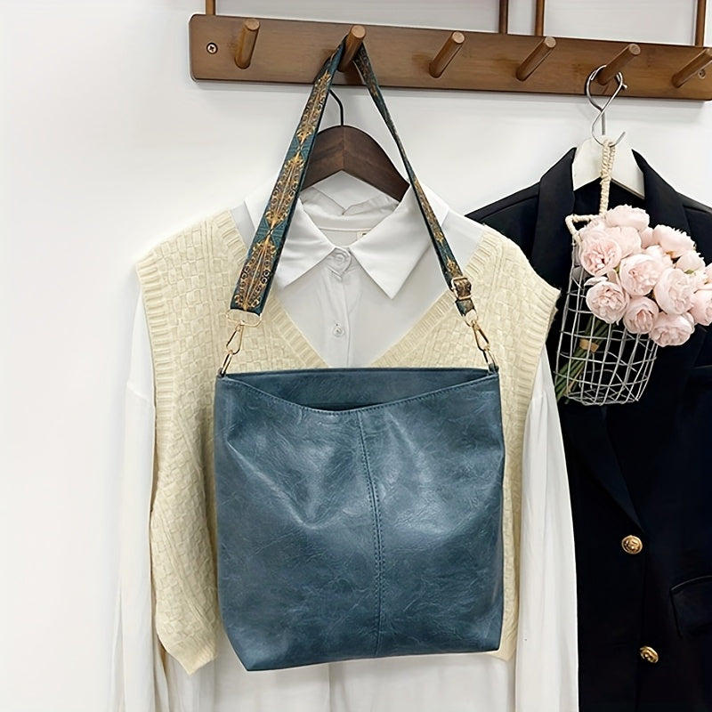 Bohemian Style Geometric PU Leather Hobo Bag for Going Out Light Brown