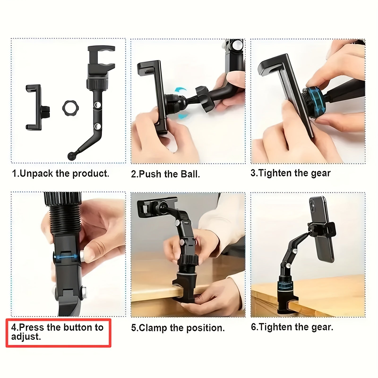 Soporte para teléfono en el parasol del coche universal, giratorio y ajustable, de ABS, para tablero