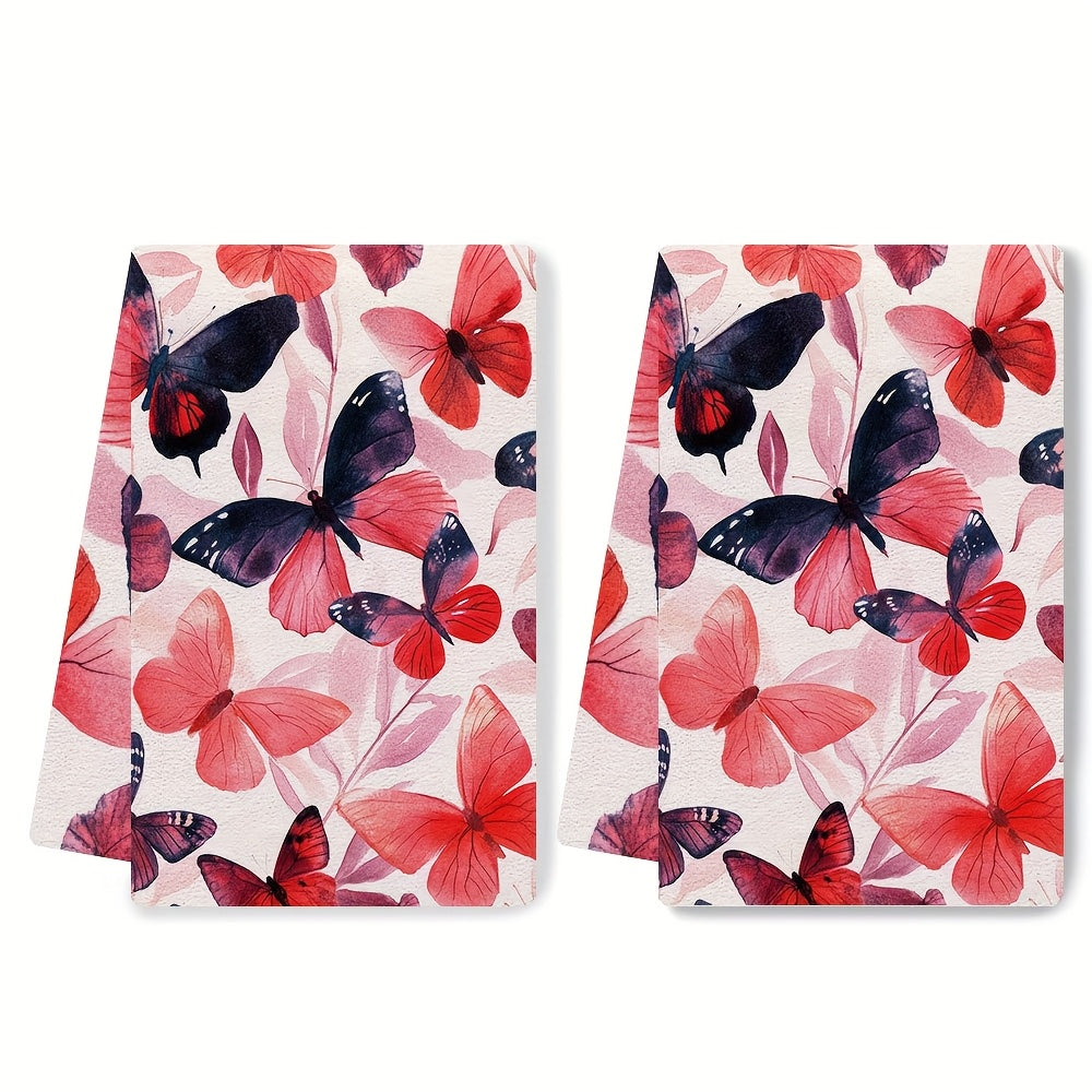 Luxury Kitchen Towels Rose and Butterfly Abstract Design 40x60cm Absorbent