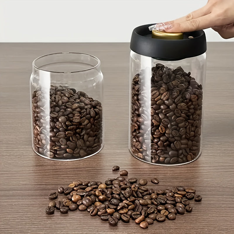 Glass Storage Jar With Pressure Pump For Coffee Beans Tea Nuts Grains