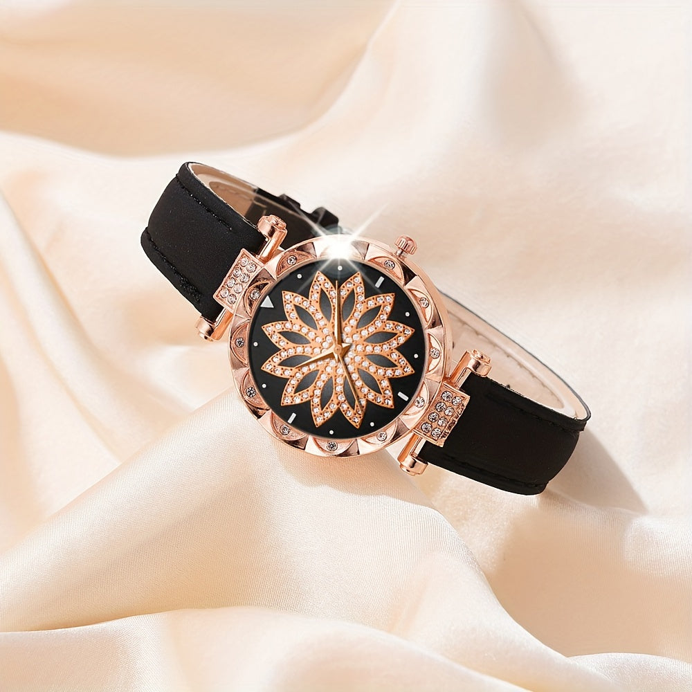 Set of 6 Women's Quartz Watches with Round Dial and Fashionable Design