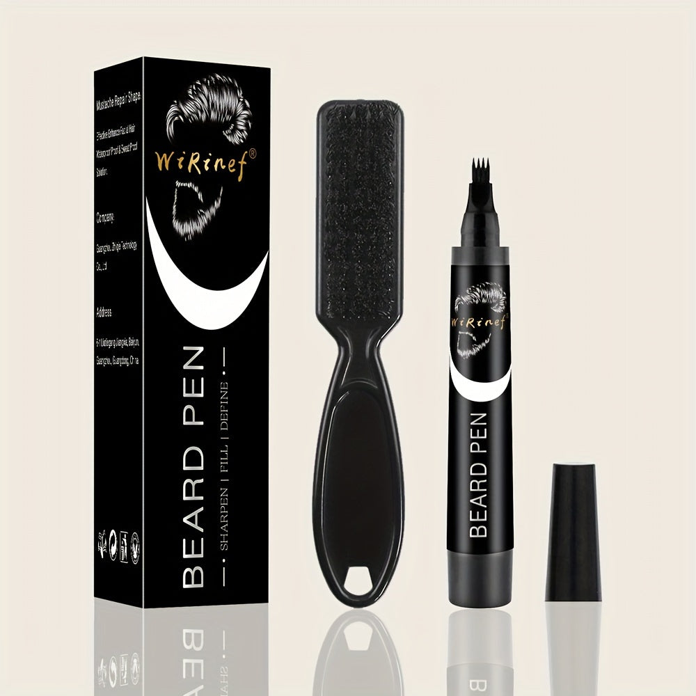 Men Beard Filler Pen Kit with Brush Natural Finish Long-Lasting Fragrance-Free