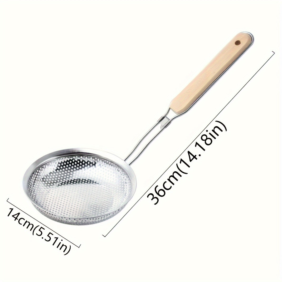 Stainless Steel Colander with Wooden Handle Fine Mesh Strainer for Cooking
