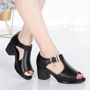 Women's Open-Toe Chunky Heel Sandals Breathable Cushion Summer Shoes