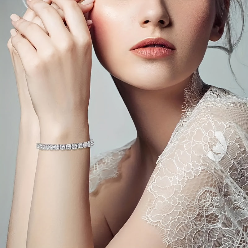 Moissanite Tennis Bracelet 10.5-14ct Lab-Created Diamonds 18k White Gold Plated Silver