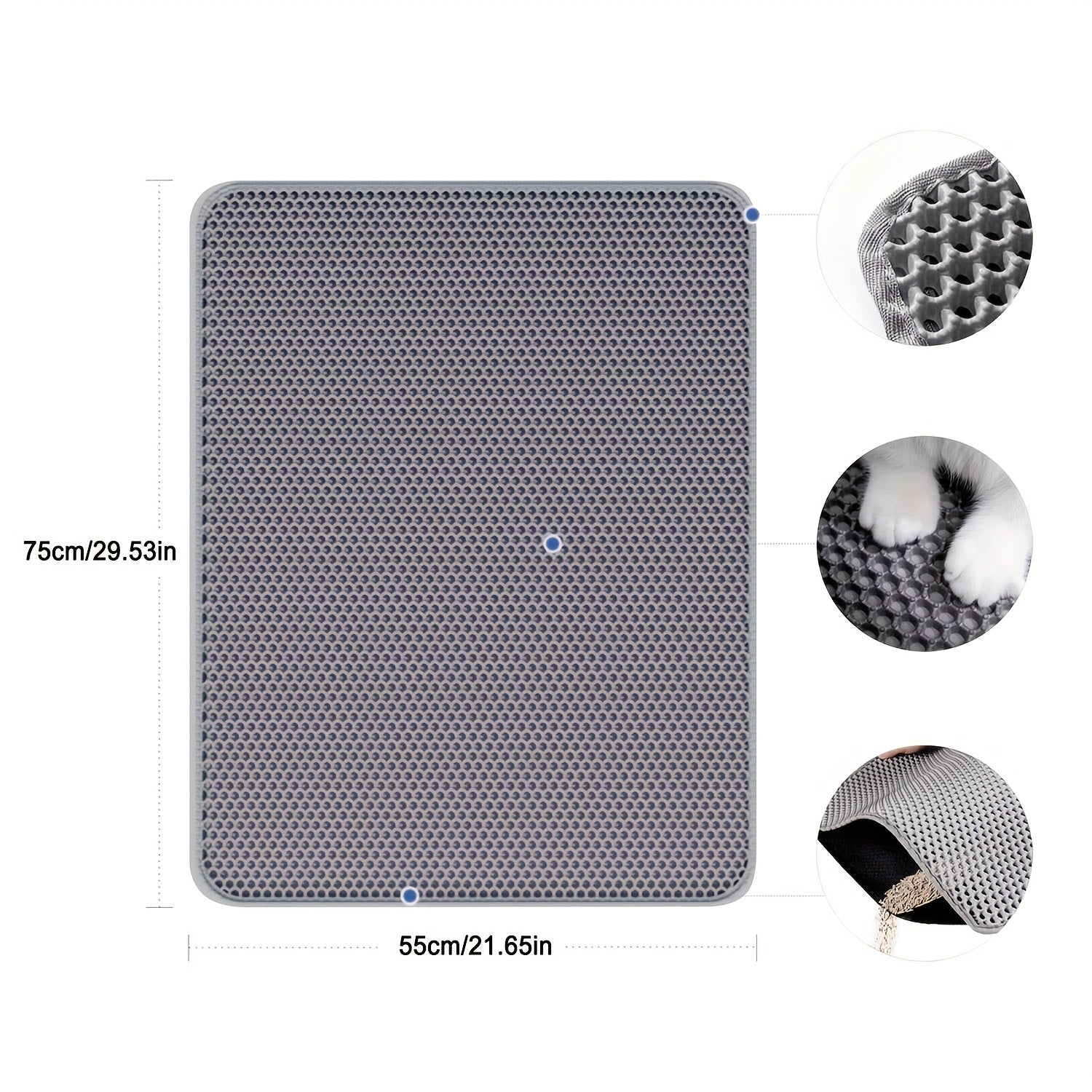 XL Honeycomb EVA Non-Slip Cat Litter Mat Double Layer Scratch-Resistant Sandbox Filter Pad