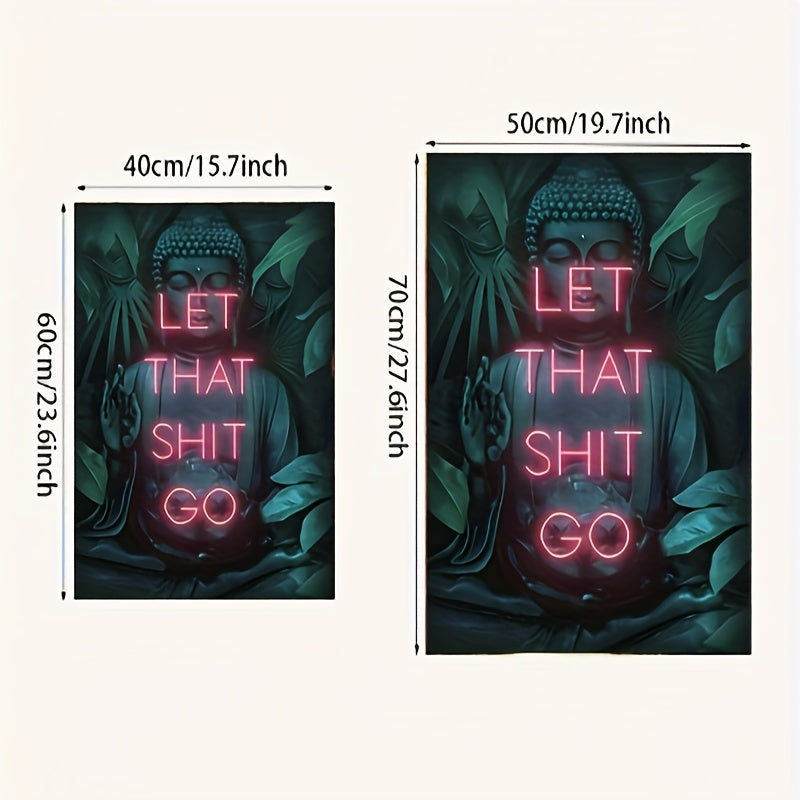Zamonaviy uy bezaklari uchun Ramkasiz Neon Buddha Yoga Zen Kanvas San'at Chopi, Yashash xonasi devori uchun Portret yo'nalishi
