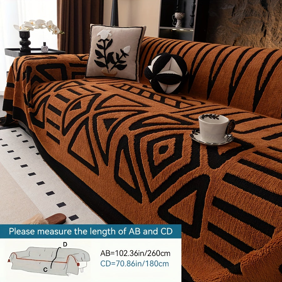 Чехол на диван Glam Style Sherpa, толстый плюш, защитник мебели, моющийся в машине, устойчивый к выцветанию, дружелюбный к питомцам, подходит для кресла, дивана-кровати, 3-4 местного секционного.