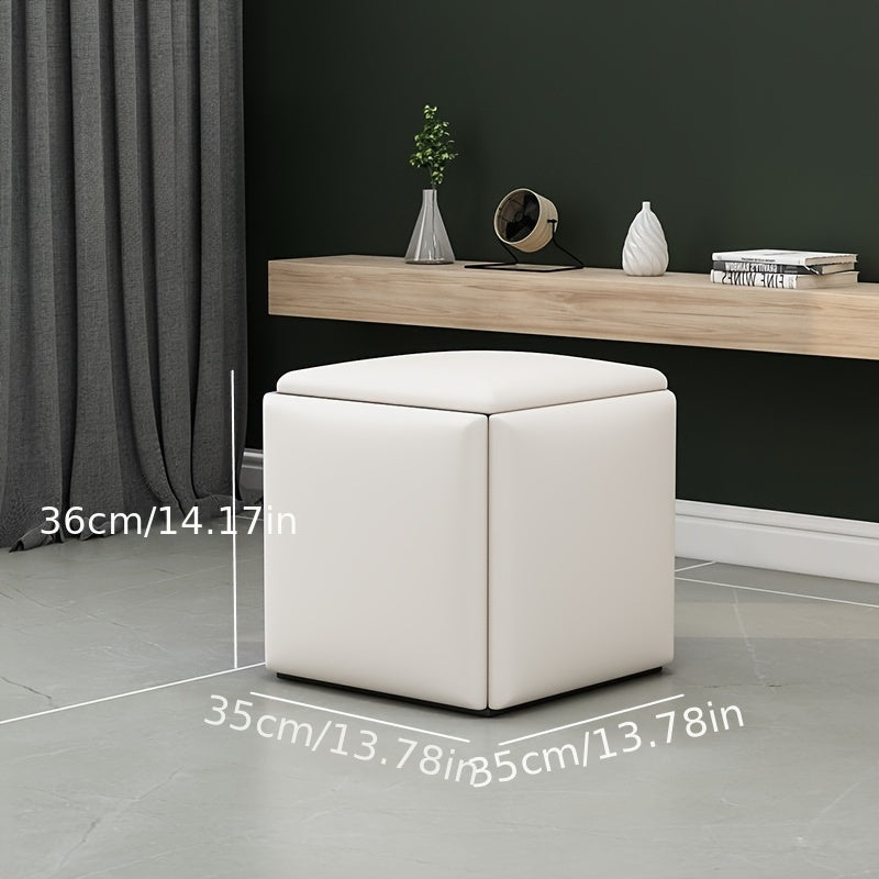 Shimoliy uslubidagi ottoman, yashirin metall ramkali, rang-barang qoplamada 5-in-1 modulli stul, turli muhitlar uchun mukammal - sariq/kulrang/ko'k/yashil va boshqalar.