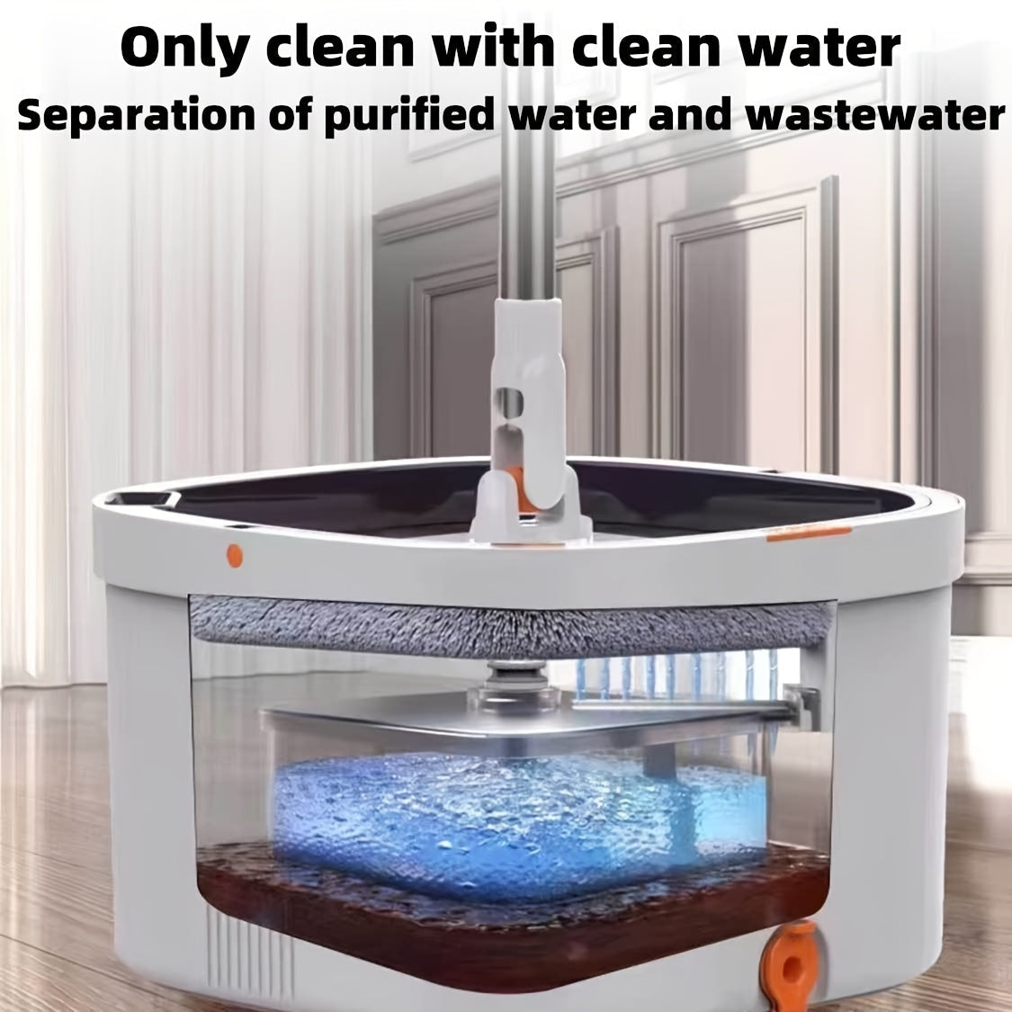 Grey Self-Cleaning Rotating Mop and Bucket Set for Hardwood and Tile Floors