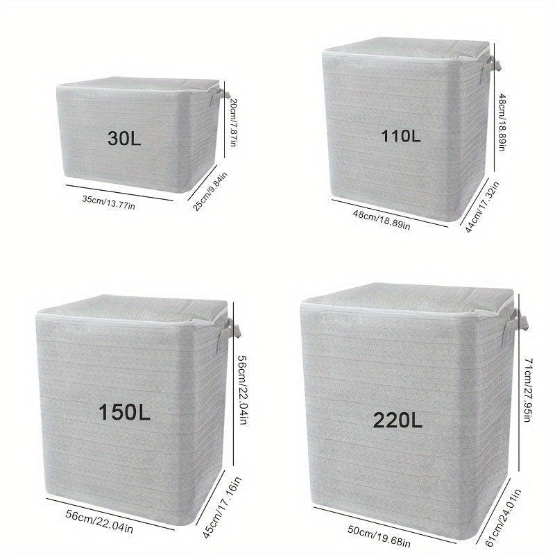 Большая холщовая сумка для хранения с застежкой-молнией, складывающаяся, для одежды, одеял, пуховых одеял, прочная, моющаяся