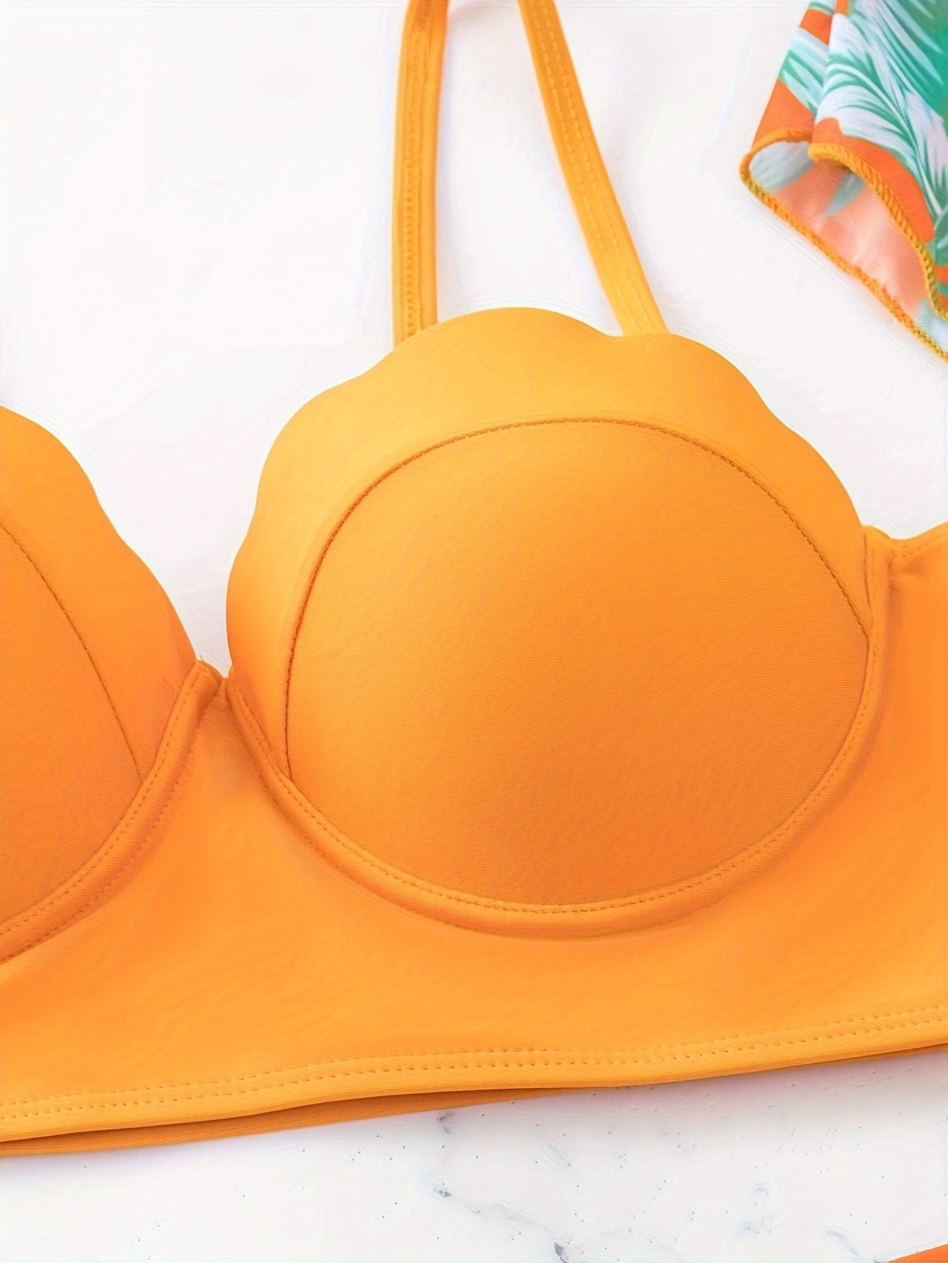 Tropical Print High Waist Bikini Set with Spaghetti Straps and Cover Up Shirt