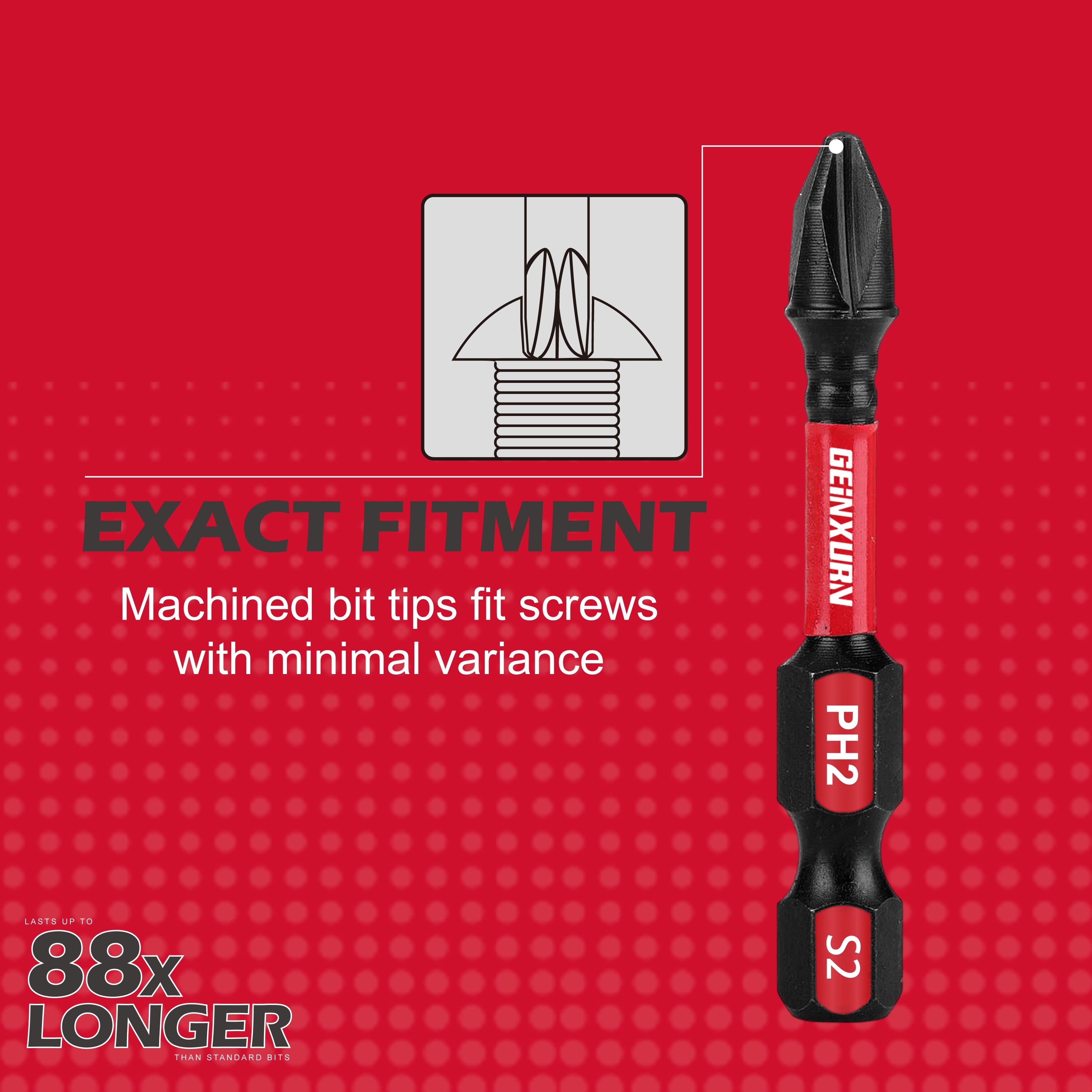 Phillips Impact Tough Screwdriver Power Bit Set PH1 PH2 PH3 S2 Steel Insert Bits