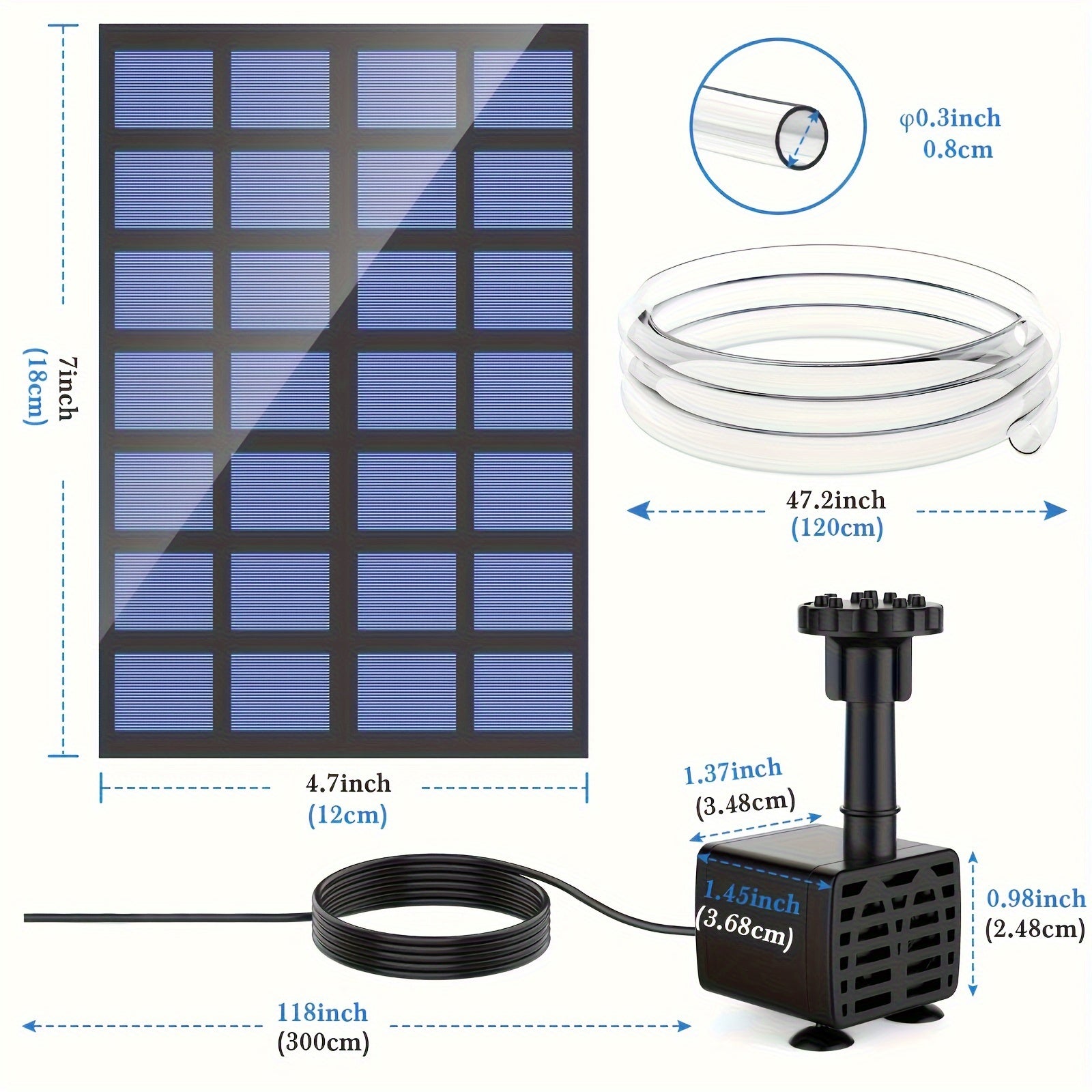Solar-Powered Bird Bath Pump with Removable Photovoltaic Module for Garden Pond Pool