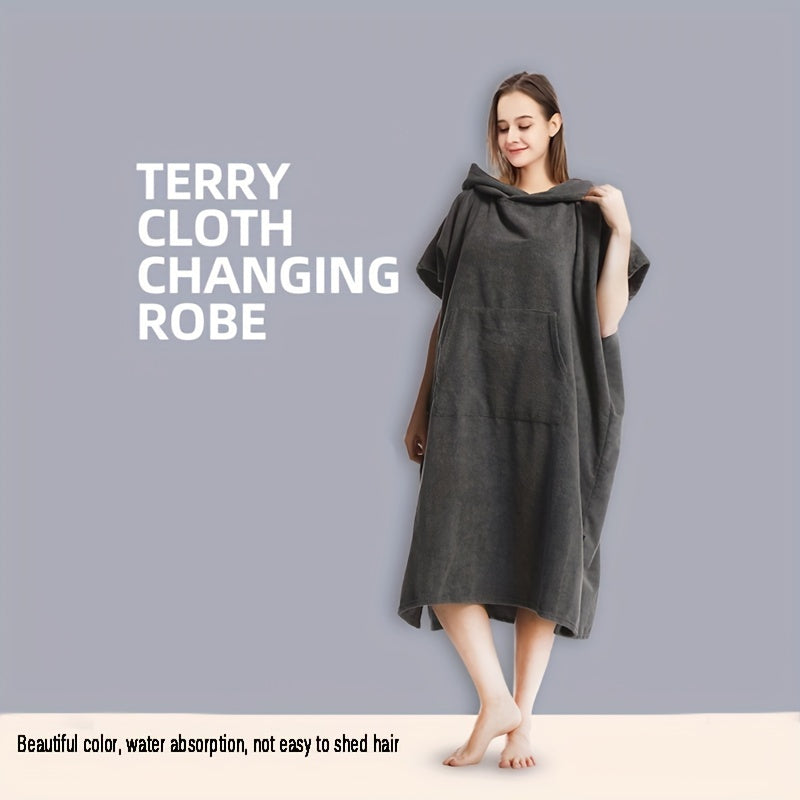 Bir parcha mikroto'qima plyaj sochiq, mustahkam rangdagi hammom ro'moli dizayni, kapyushonli serf poncho o'zgarish ro'moli, ichki va tashqi foydalanish uchun tez quriydigan va cho'ntak xususiyatiga ega.